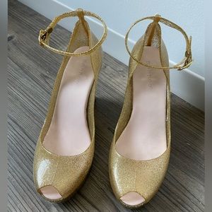 Bamboo Gold Glitter Platform Wedges